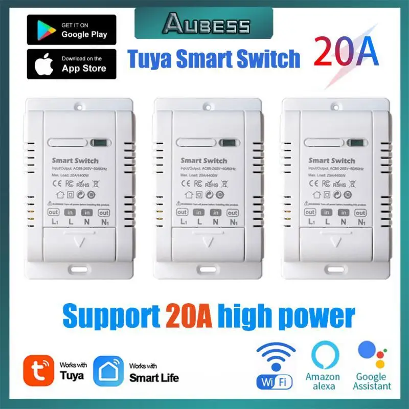 

TUYA WiFi Smart High Power Switch 20A Circuit Breaker Bluetooth Connection Voice Remote Control Work With Alexa Google Home Hot