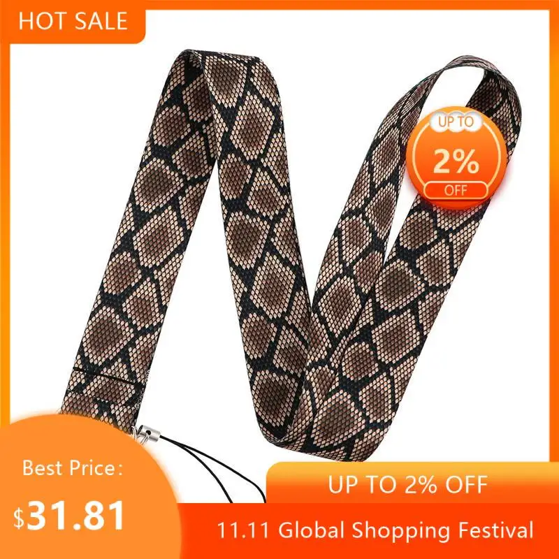 

30pcs Python Texture Lanyard Keys Phone Holder Funny Neck Strap With Keyring ID Card DIY Animal webbings ribbons Hang Rope