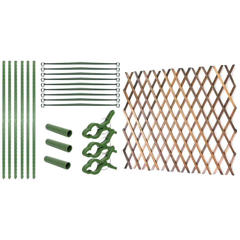 

21X Plant Support Cages,Tomato Garden Cages With Clip & 1X Retractable Artificial Garden Fence Expandable