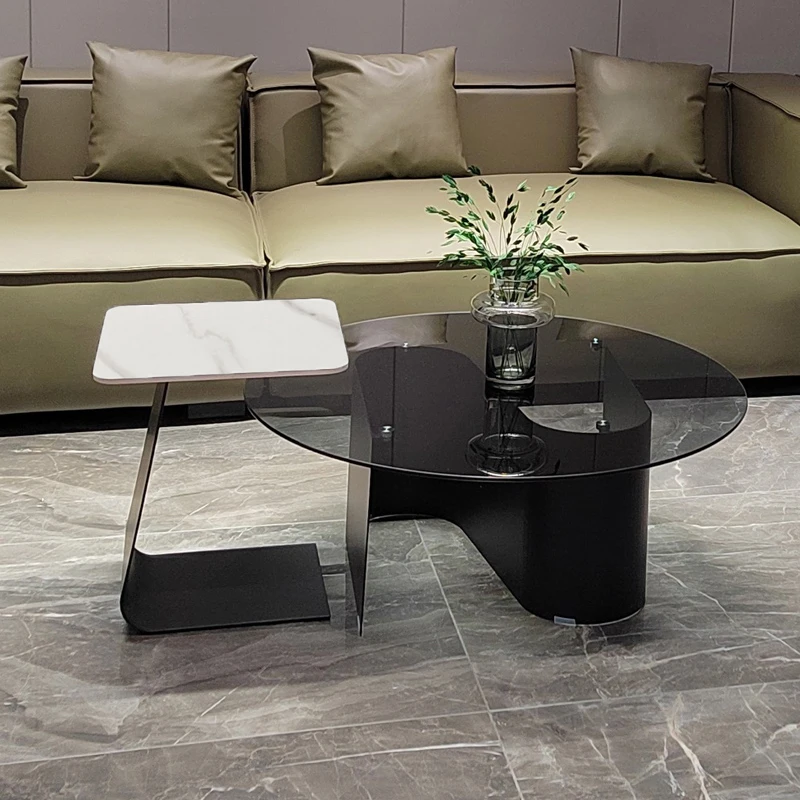 

Round Nordic Coffee Table Living Room Set Modern Minimalist Tv Console Center Table Sofa Glass Luxury Mesas Bajas Furniture