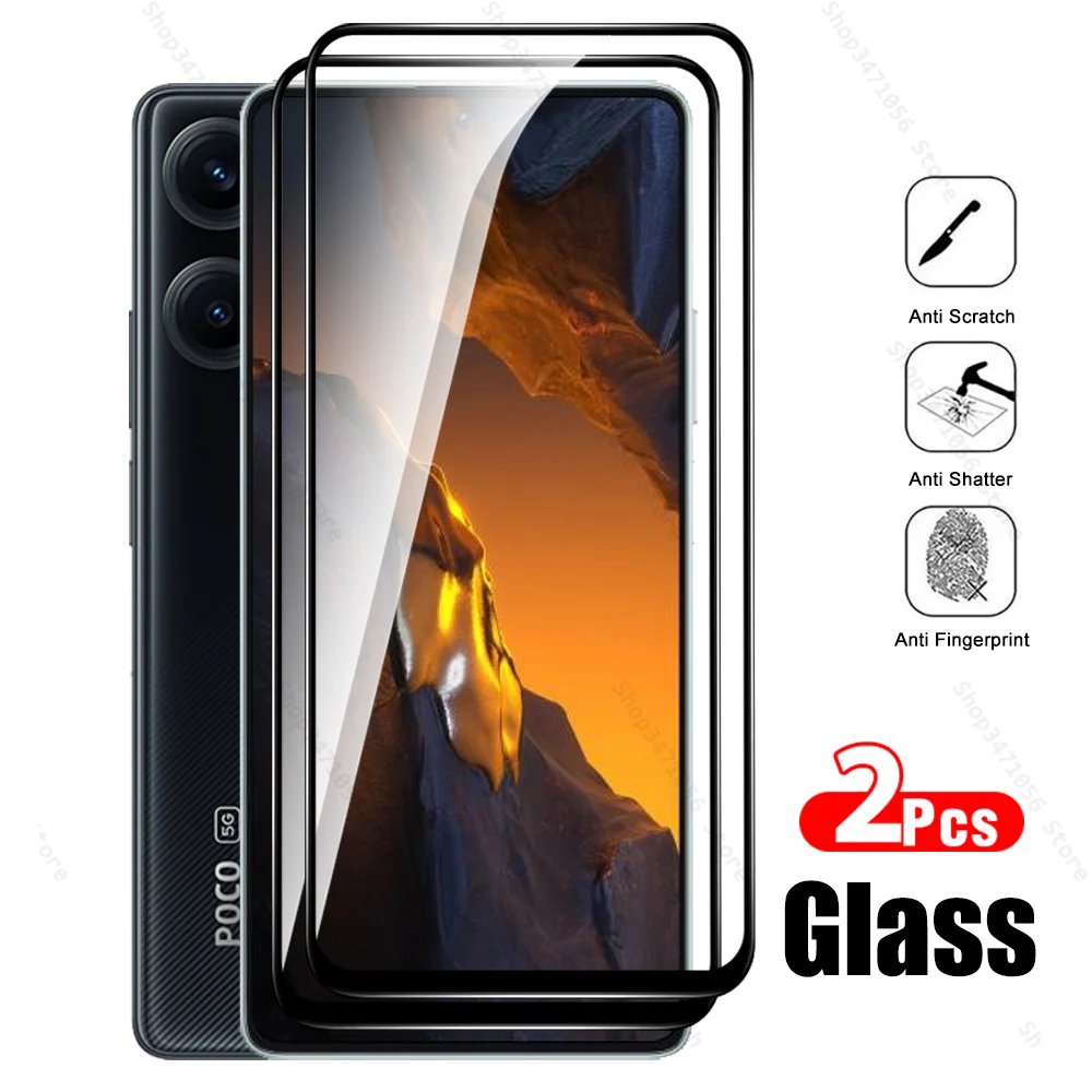 

2Pcs Tempered Protective Glass For Poco F5 5G 6.67'' Pofo Poxo Poko F 5 F5Pro PocoF5 PocoF5Pro Full Cover Screen Protector Film