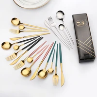 24pcs gold dinnerware set stainless steel tableware set knife fork spoon dishwasher safe flatware set silverware cutlery set