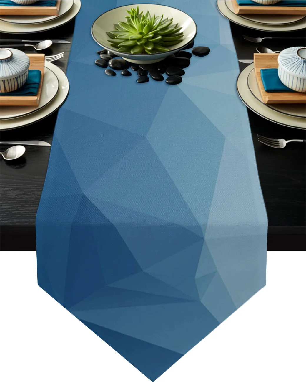 

Треугольная синяя градиентная современная настольная дорожка, деревенская Свадебная Декоративная скатерть для дома, отеля вечерние вечер...