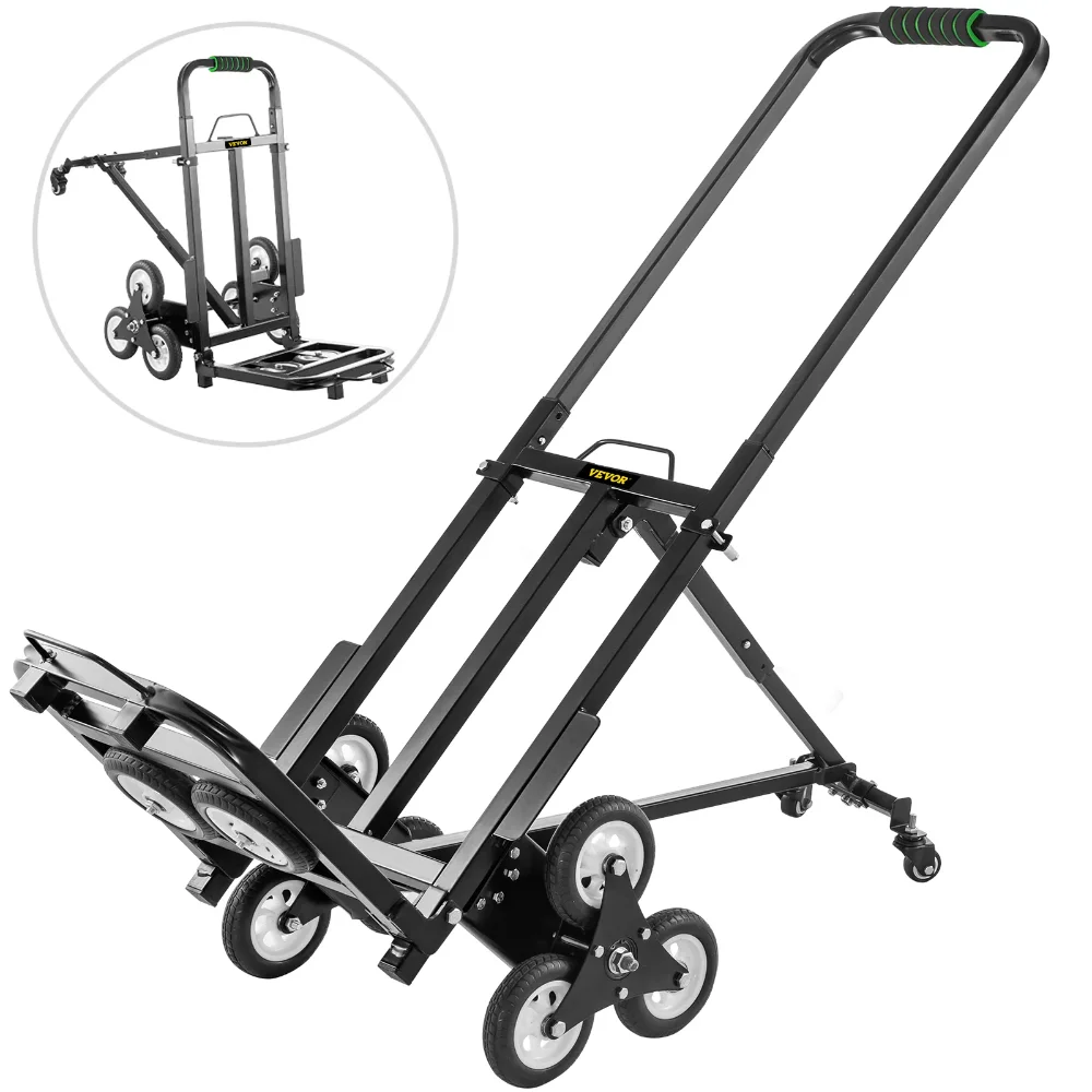 

Stair Climber Cart Heavy Duty Stair Climbing Cart 43.6inch Adjustable Handle Folding Hand Truck with 2 Backup and Assistan