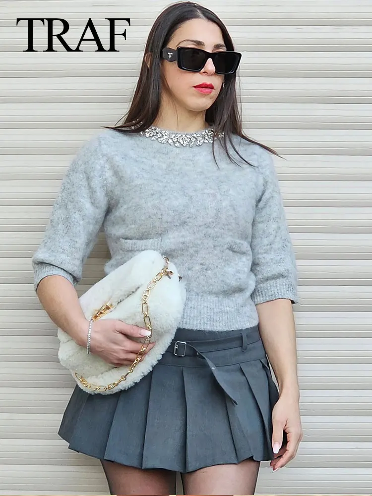 Женский Повседневный пуловер с круглым вырезом и длинным рукавом