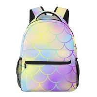 casual new simple women backpack for teenage travel shoulder bag fish scale pattern active color mesh background
