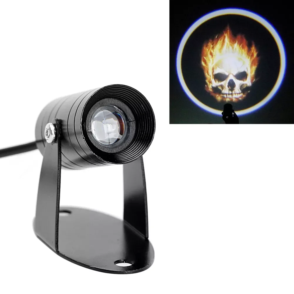 

LEEPEE 3D LED Logo Light Fog Lamp Motorcycle Ghost Rider Flaming Skull Tail Lighting Logo Laser Projector Spotlight