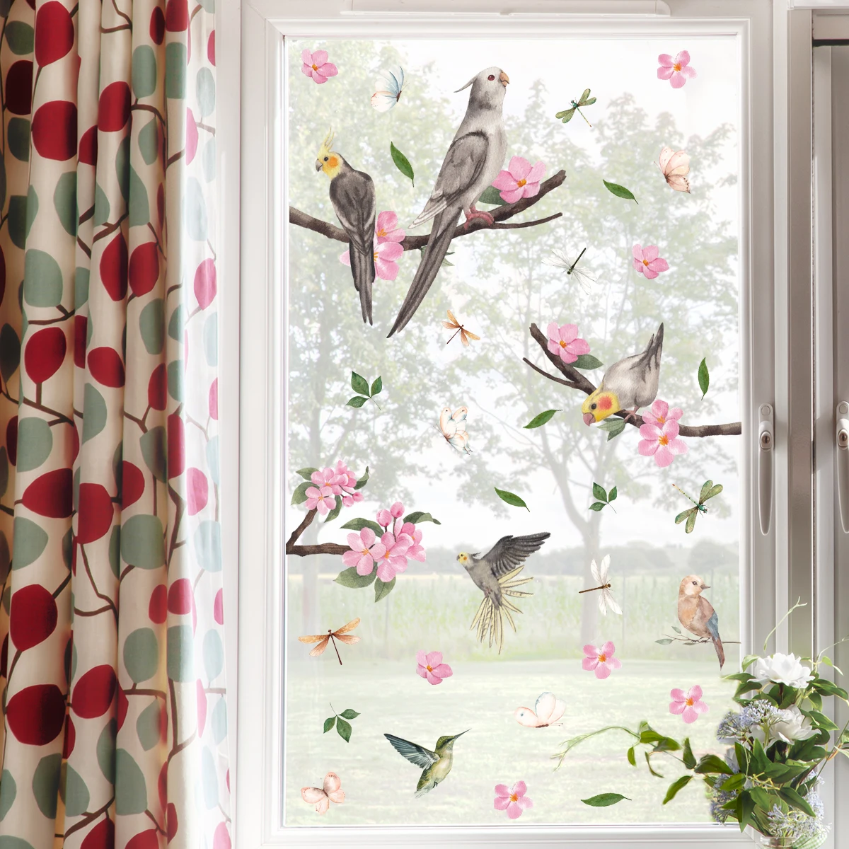 

Tree Branches, Birds, Dragonflies, Wall Stickers, Electrostatic Stickers, Glass Stickers, Windows, Double-sided Visual Decorativ