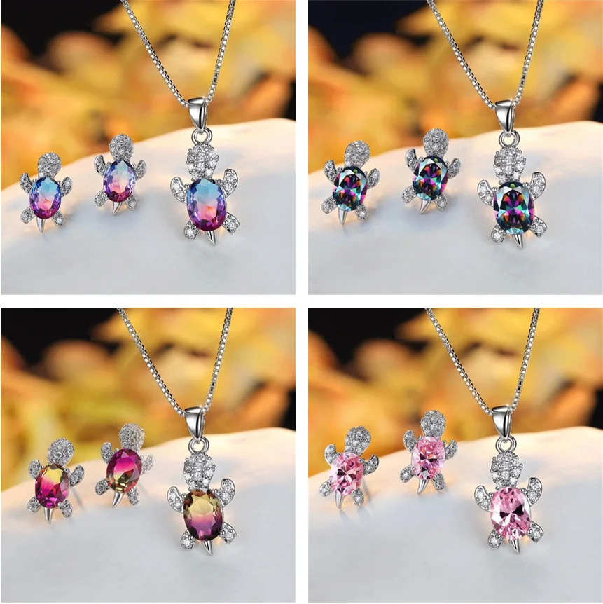 

New Ladies Jewelry Sets European and American Fashion Women's Turtle Earrings Necklace Sets Decorations Animal Series Jewelry