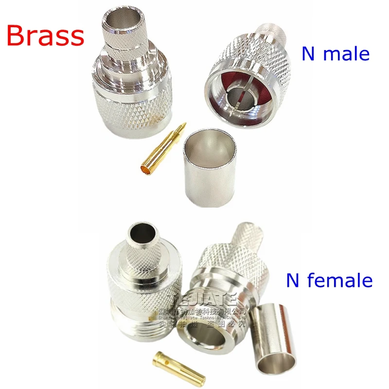 10Pcs/lot L16 N Male&N Female Connector N Type Male Female Crimp for 5D-FB RG5 RG6 LMR300 Cable Brass Nickel Plate Free Shipping