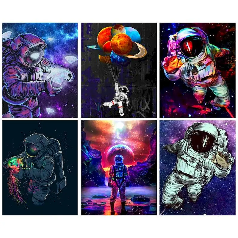 

Gatyztory 5D DIY Diamond Painting Outer Space Diamond Embroidery Astronaut Rhinestones Mosaic Cross Stitch Art Sale Handmade Gif