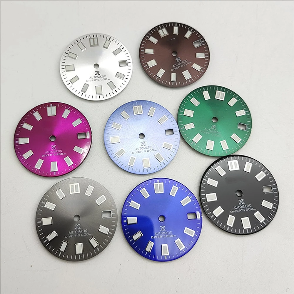 S 28.5mm Watch Dial Refitted Diving Machine Dial Green Luminous Suitable for Assembling Japan NH35 NH36 Automatic Movement