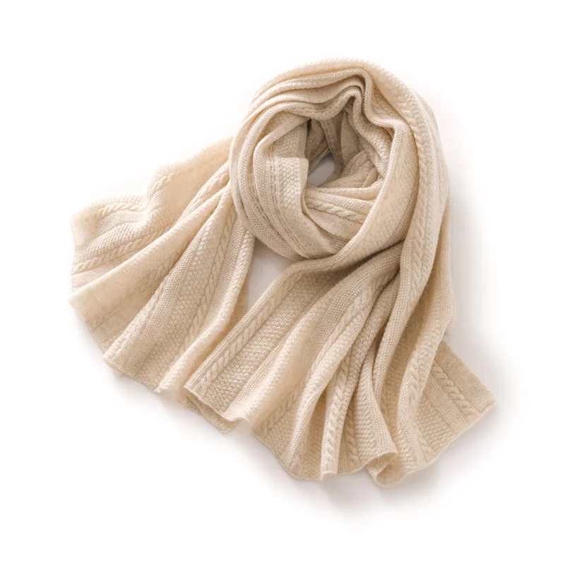 

2022 New 100% Cashmere Twist Scarf Ladies High-grade Fashion Warm Skin-friendly Dual-use Soft And Comfortable Solid Color Shawl