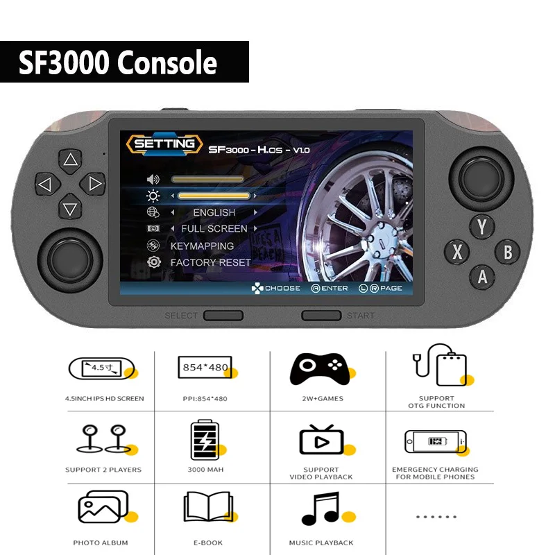 Игровая консоль SF3000 4 5-дюймовый портативный игровой плеер 64G 20000 ретро-игры