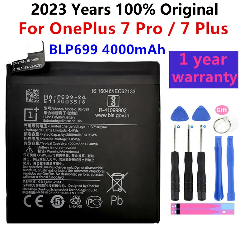 

100% Original New Replacement Battery 4000mAh BLP699 For OnePlus 7Pro 7 Pro 7 Plus Mobile Phone Batteries + Free Tools