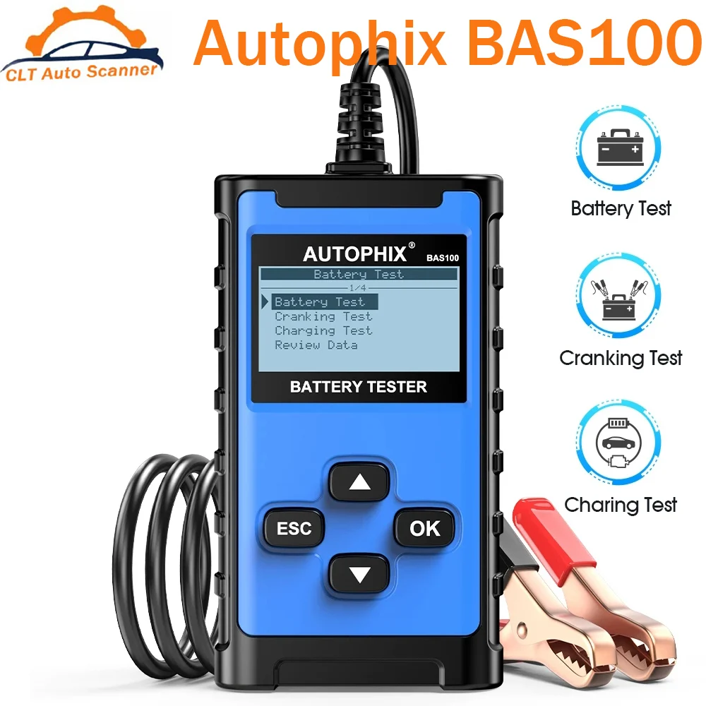 

Автомобильный Аккумуляторный тестер Autophix BAS100 12/24 в, тестер для быстрой зарядки, проверка схемы, проверка нагрузки, анализатор заряда, автомобильная батарея, тестер системы 100-2000cca