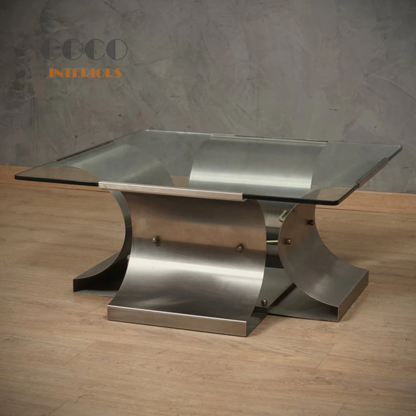 Фото Francois Monnet Pour Kappa Table Basse Художественный журнальный столик из нержавеющей стали №2