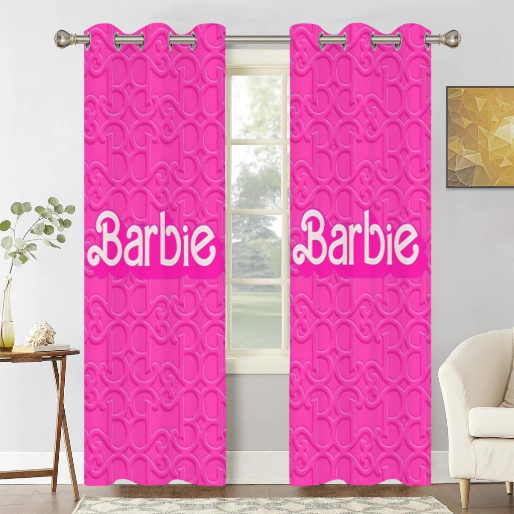 Ярко-розовые плотные шторы Барби для гостиной спальни