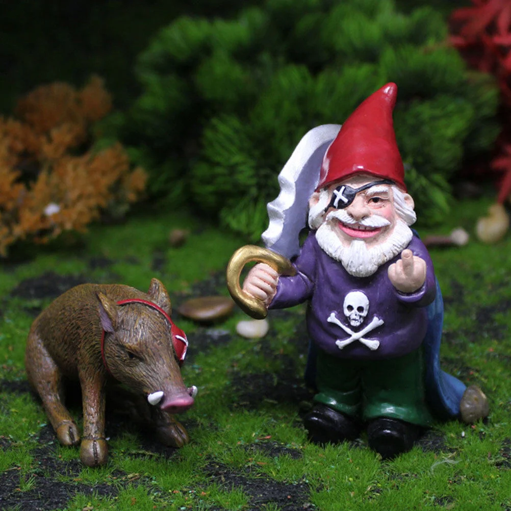 

Animal Gnomes Garden Halloween Outdoor Decor Decorate Decorative Figurine Tabletop Statue Resin Mini Decorations