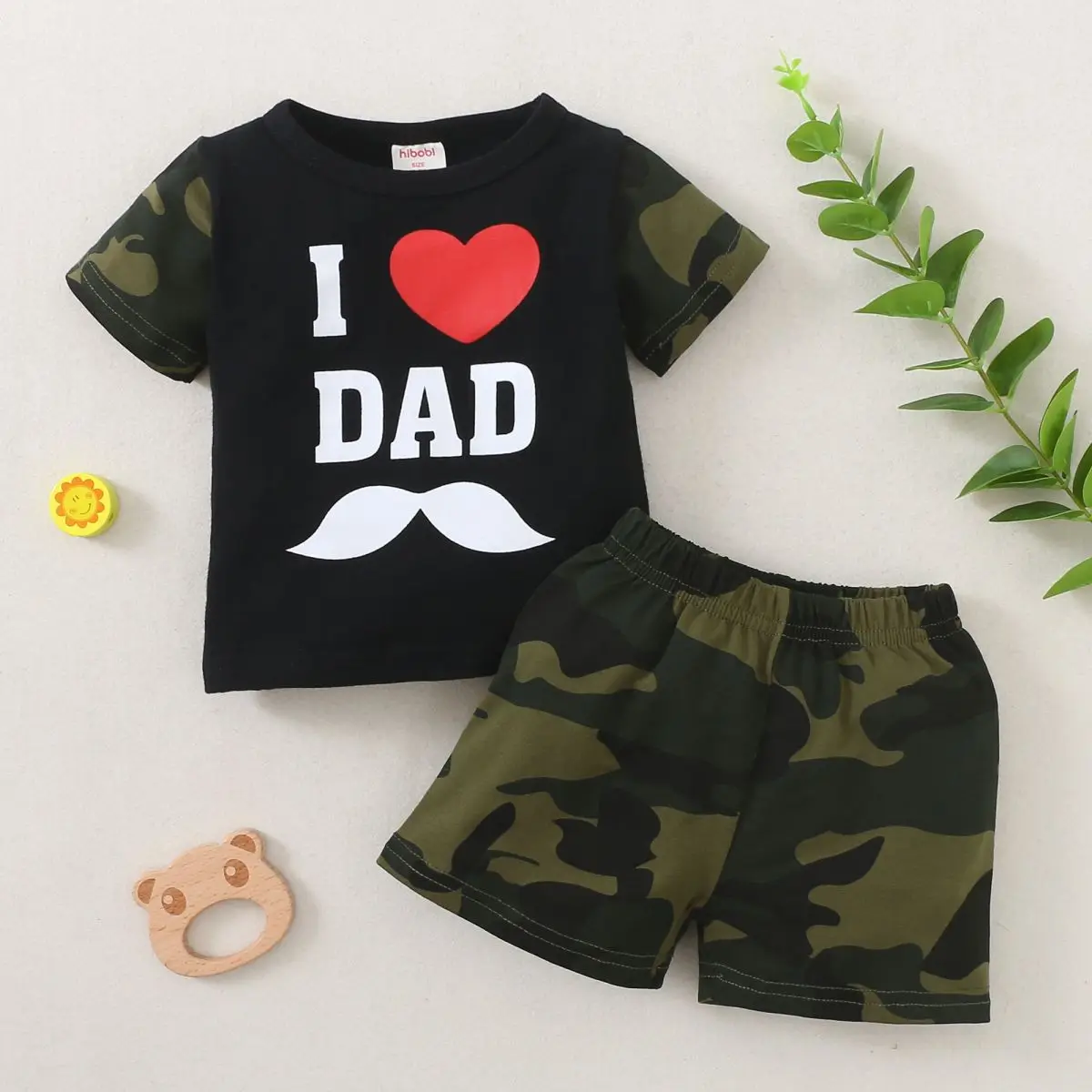Hibobi-Baby-Boy-Casual-Letter-Camouflage-Print-Short-Sleeve-Sweatshirt-Set