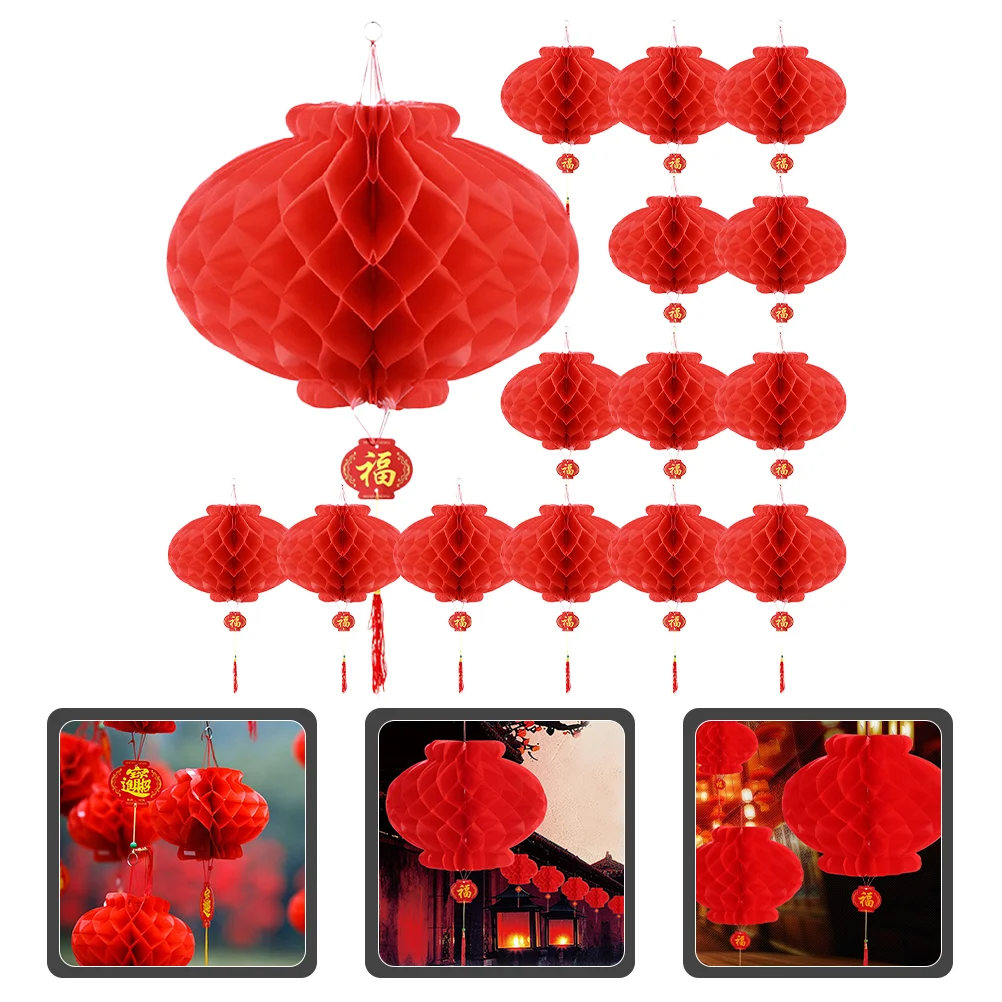 

Lanterns Chinese New Year Red Lantern Spring Festival Paper Ornament Decoration Decorative Foldable Fortune Festive Hanging