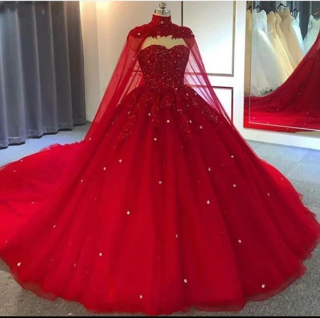 

ANGELSBRIDEP Sweetheart Quinceanera Dresses For 15 Years Fashion Lace Beading Court Train Princess Birthday Party Gown With Cape