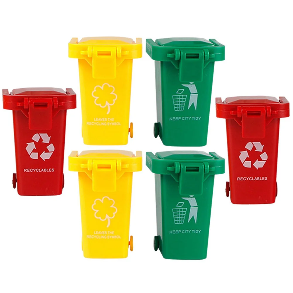 

6 Pcs Desktop Garbage Sorting Bin Child Children Toys Mini Curbside Trash Abs Educational Plaything