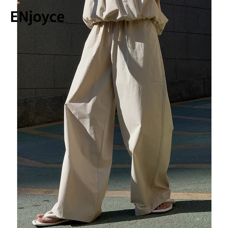 

Брюки женские спортивные с широкими штанинами, повседневные свободные длинные спортивные штаны с эластичным завышенным поясом, в Корейском стиле, лето