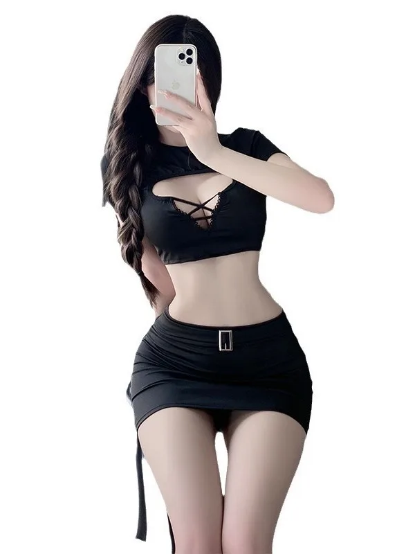 Женский соблазнительный пижамный комплект в Корейском стиле с юбкой и небольшой