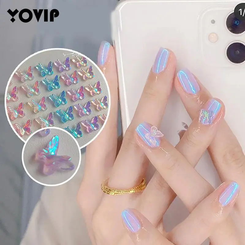 

20 шт. 3D Красочные бабочки для ногтей ювелирные изделия Аврора блеск самодельные Украшения для ногтевого дизайна модные аксессуары для мани...