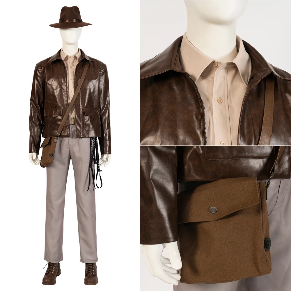 

Adult Men's Lndy 5 Ana Jones Role-Playing Costumes Halloween Holiday Party Costumes Leather Pants And Hats Custom Sizes