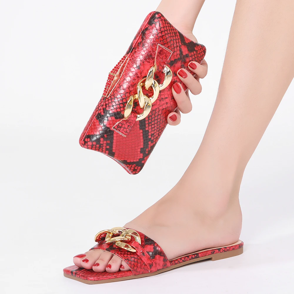 

2022 Summer African Italian Design Leopard Print Sexy Ladies Fashion Slippers Versatile Banquet Party Ladies Slippers and Bags