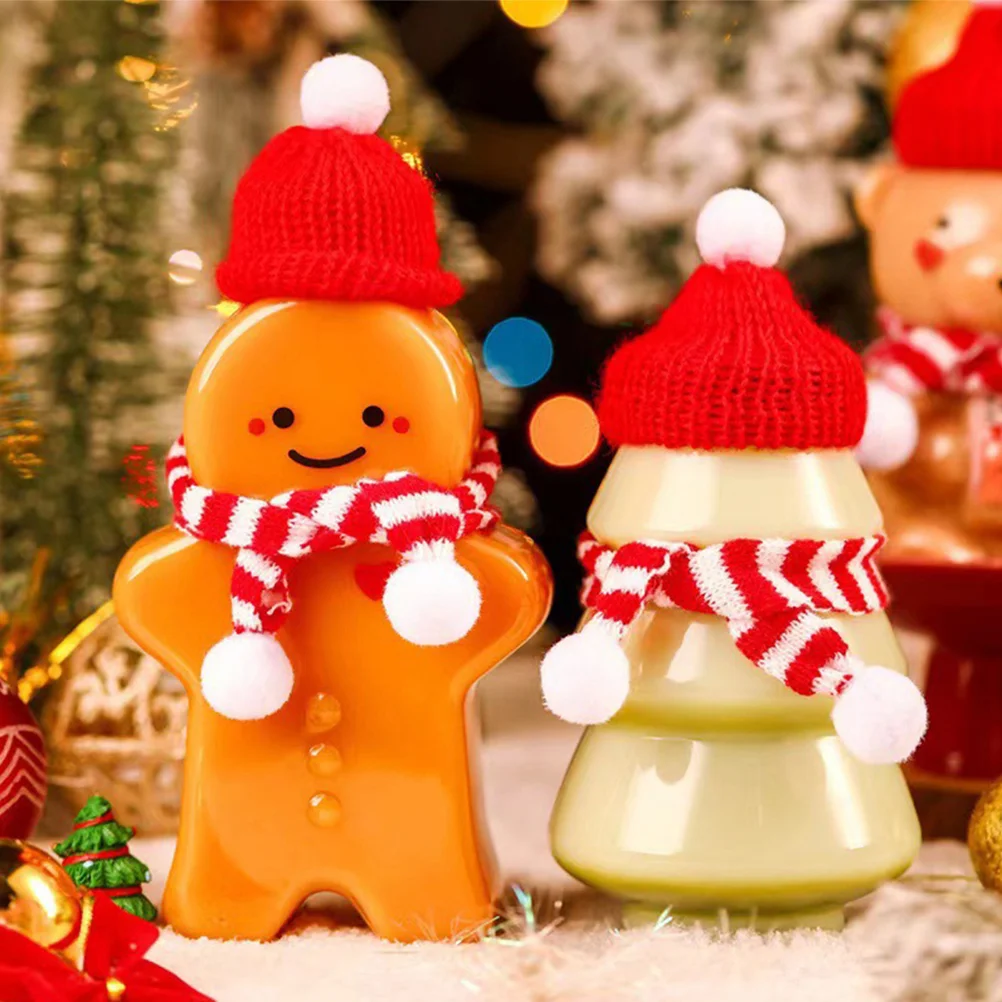 

Hat Christmas Santa Miniature Mini Scarf Bottle Cover Hatsyougifts Shower Thank Babydecor Smallknit Cup Cap Lollipop Crafts