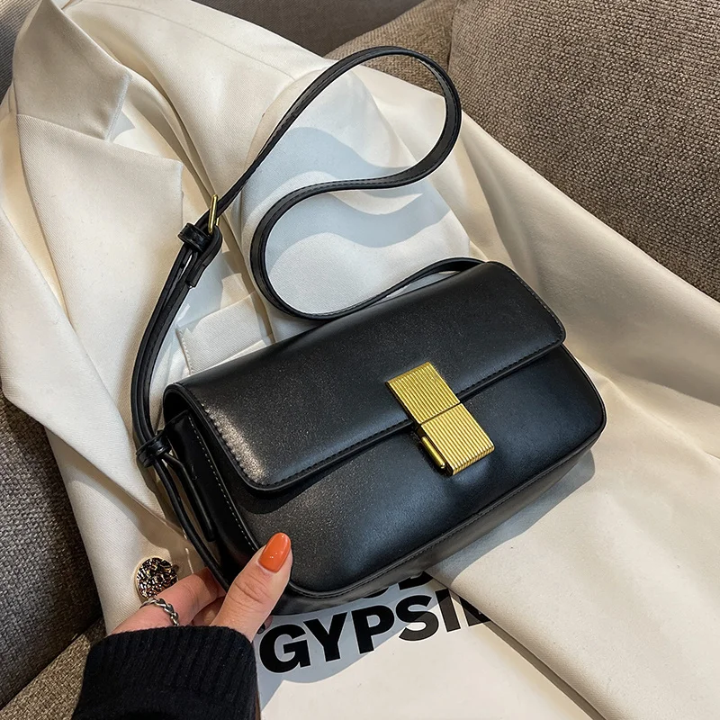 

Новые винтажные маленькие Сумки из искусственной кожи с клапаном для женщин, весна 2023, женская простая однотонная сумка через плечо, сумки