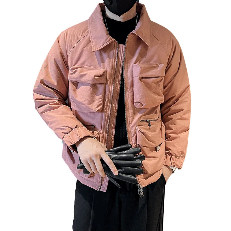 Winter Jacket Men Warm Fashion Casual Thick Pocket Jackets Mens Streetwear Korean Loose Thicken Short Coat Mens Parker M-2XL