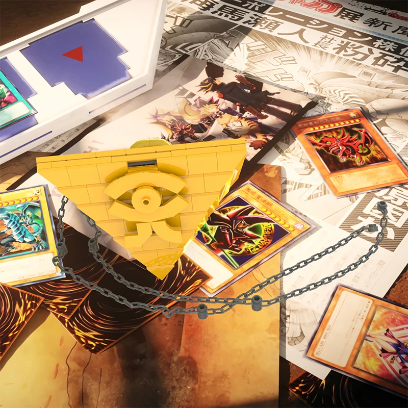 

MOC Game Yugi Necklace Pendant Colour Gold Hot Anime YG-O Millenium Puzzle Building Blocks Necklaces for Jewelry Gift DIY Bricks
