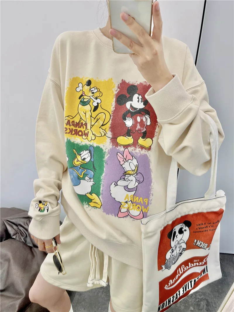 Disney Mickey Sweatshirts 2022 Autumn Winter Fashion Cotton Long Sleeve Pullover Woman Korean Harajuku Loose Hoodies Streetwear