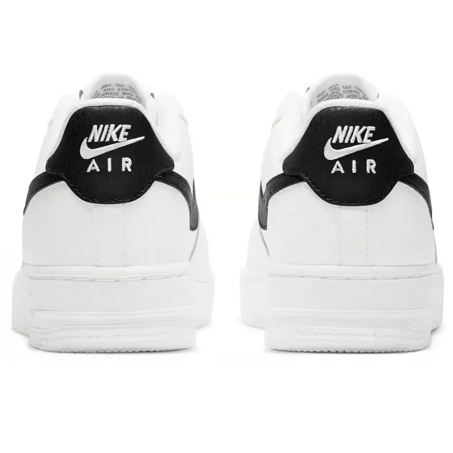 Nike Air Force 1 Leather Comfortable Anti-slip Shock Absorption Low Top Kids Board Shoes Black White Teenagers