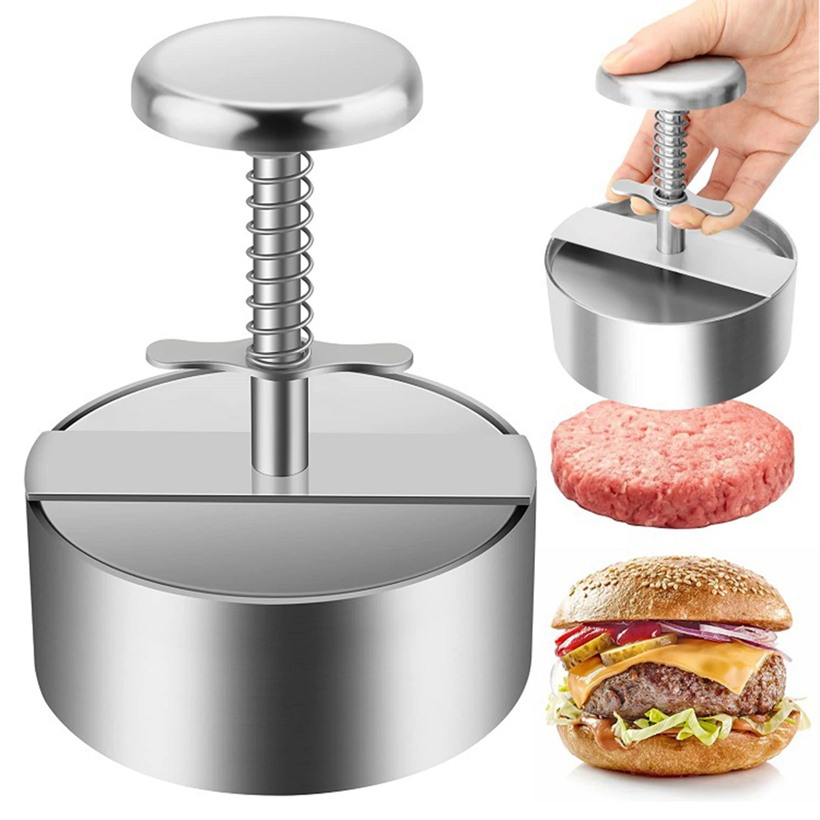 

Stainless Steel Hamburger Press Hamburger Meat Beef Grill Burger Press Patty Maker Round Shape Burger Press Mold Kitchen Tool