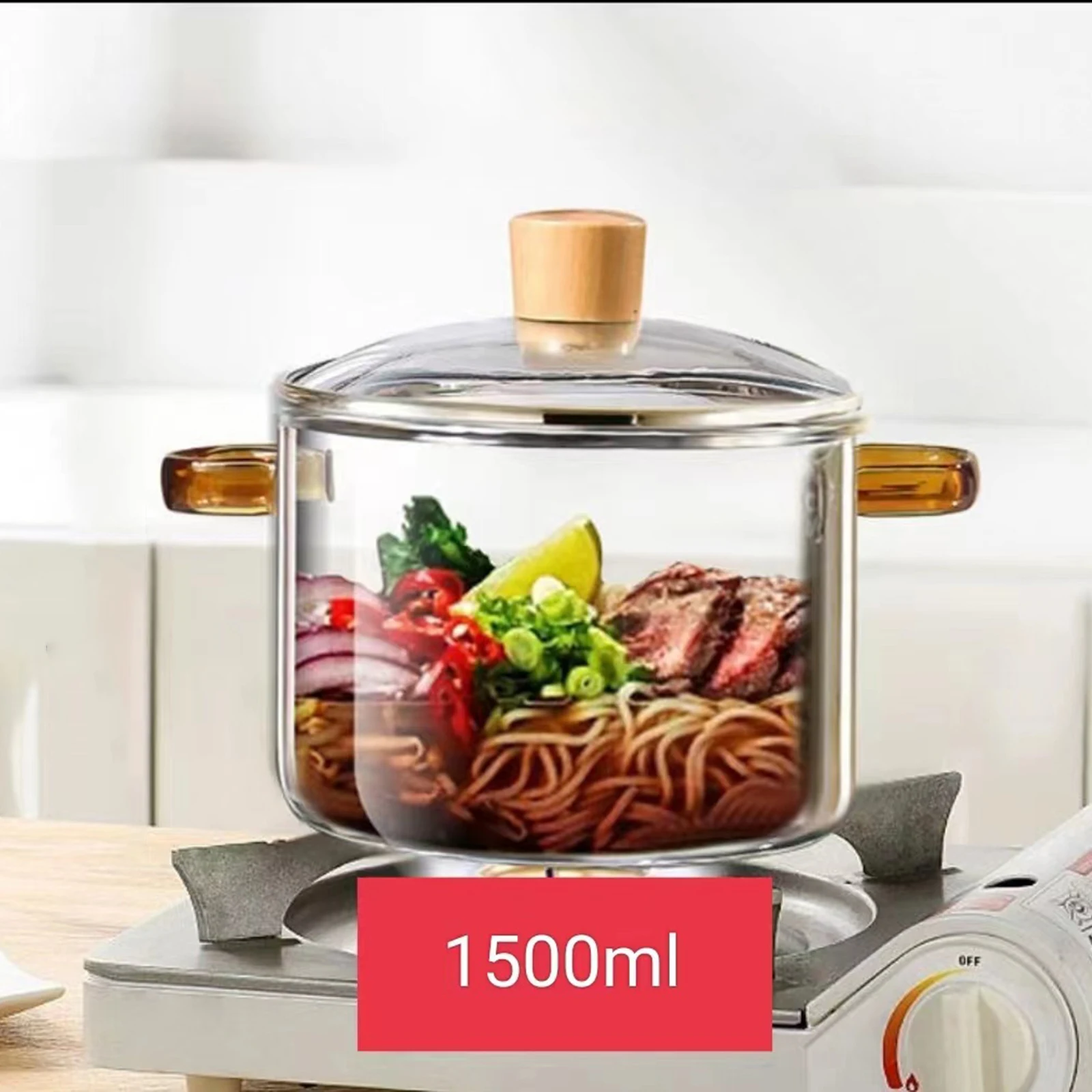 Стеклянная искусственная и ручная стеклянная кастрюля с крышкой стеклянные