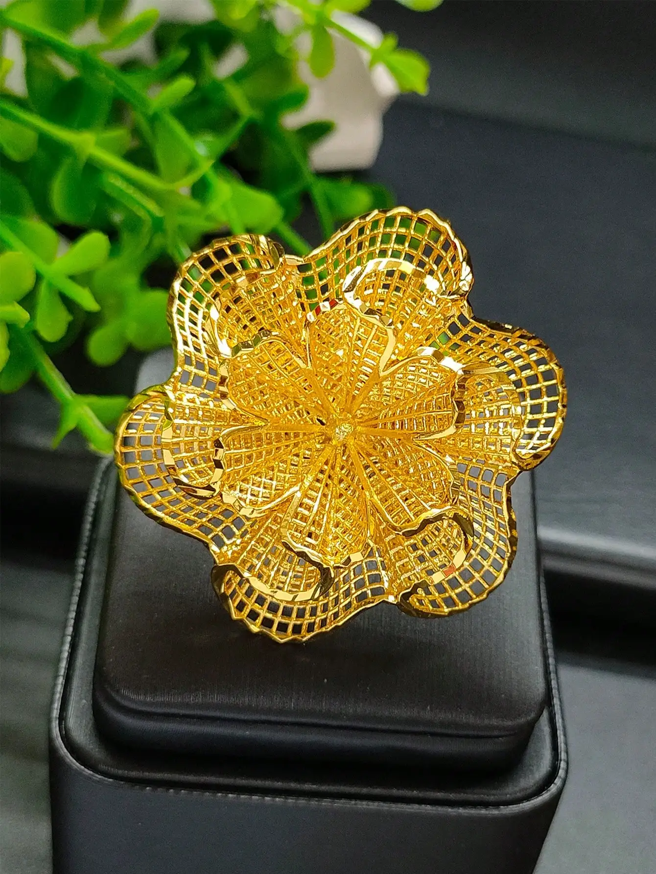 Золотое кольцо из Дубая для женщин бразильское позолоченное свадебное украшение