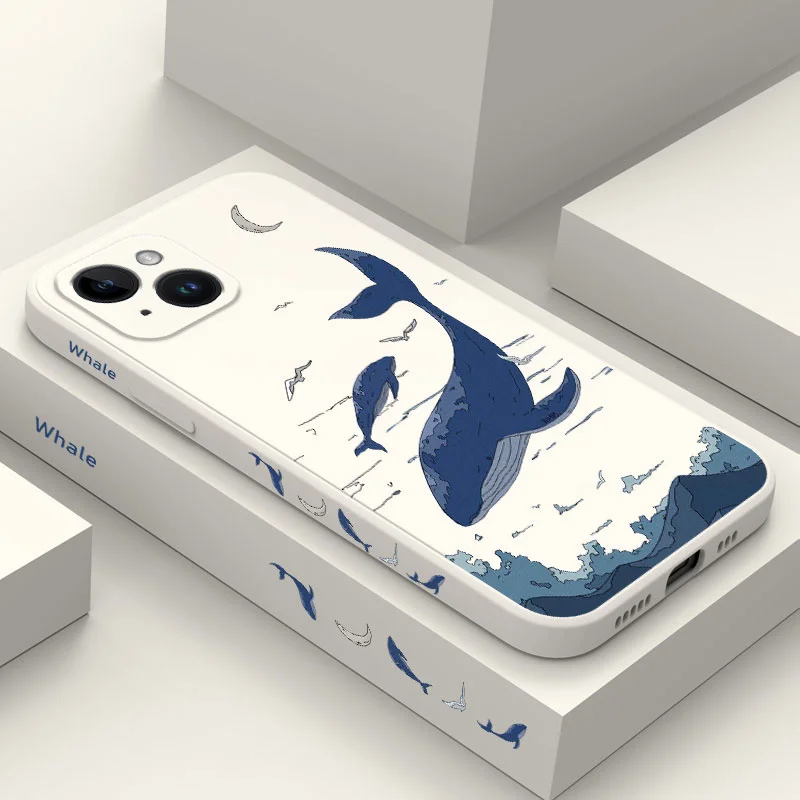 Fantasy Whale Phone Case For iPhone 14 13 12 11 Pro Max Mini X XR XS SE2020 8 7 Plus 6 6S Plus Cover