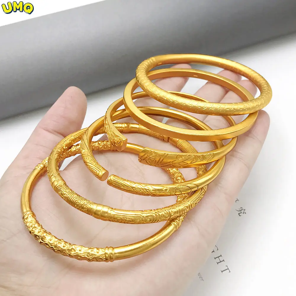 

Vietnam Shajin Bracelet Men and Women Inherit the Ancient Method of Plating Thick Gold Heart Sutra, Golden Cudgel Lovers Open