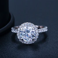 gorgeous big halo engagement rings jewelry silver color round fashion cubic zirconia sona wedding ring for women