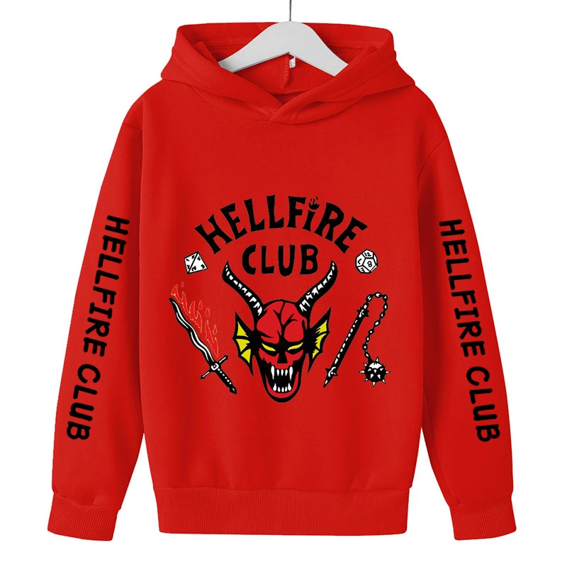 

Stranger Things 4 Children's Sweatshirts Spring Autumn Long Sleeve Hoodies Clothes Boys And Girls Hellfire Club New Hooded Tops