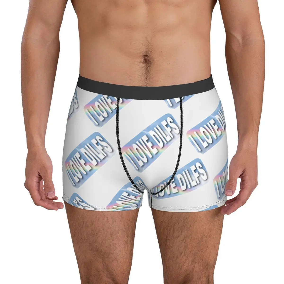 I Love Hot Dads Dilfs Underwear Rainbow Galaxy Men Shorts Briefs Soft Trunk Hot Design Large Size Underpants