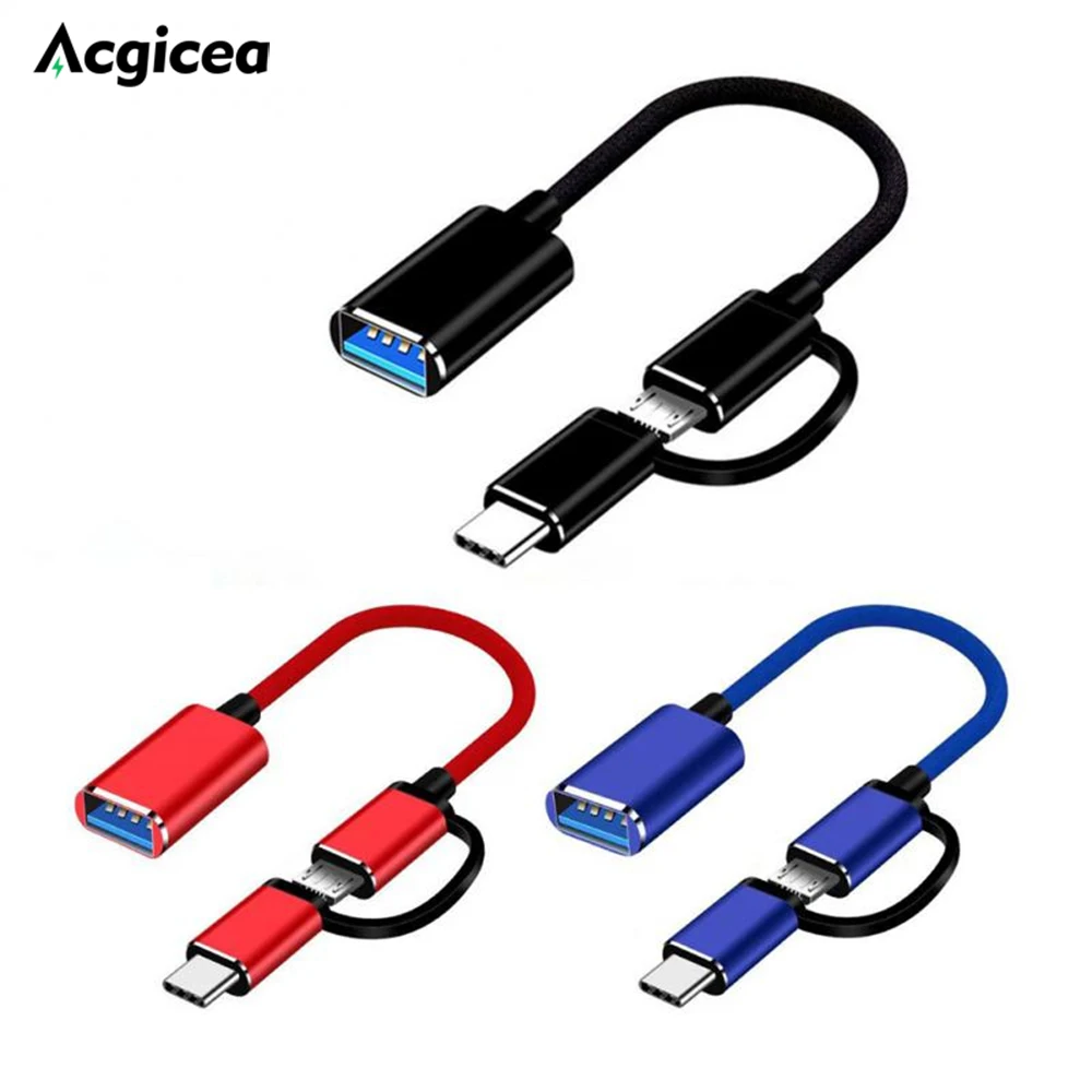 

2 In 1 OTG Adapter Cable Type-C Micro USB To USB 3.0 Interface Charging Cable Line For Cellphone Converter For XiaoMi Huawei