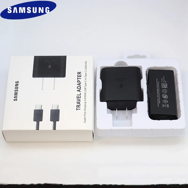 Оригинальное Супербыстрое зарядное устройство для Samsung S20, S22, S21, ультратонкое зарядное устройство мощностью 45 Вт, адаптер для быстрой зарядки PD, 5 А, Тип C, для Galaxy Note 10, 20, ультраскладной 2 Оригинальное Супербыстрое зарядное устройство для Samsung S20, S22, S21, ультратонкое зарядное устройство мощностью 45 Вт, адаптер для быстрой зарядки PD, 5 А, Тип C, для Galaxy Note 10, 20, ультраскладной 2