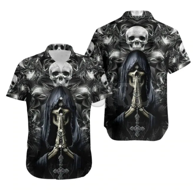 Drum Skull 3D All Over Printed Hawaiian Shirt Men's For Women's Harajuku Casual Shirt Unisex