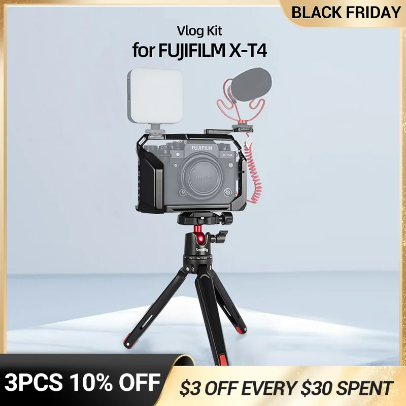 

SmallRig Vlog Camera Cage Kit for FUJIFILM X-T4 Camera Full Cage With Tripod Mount Cold Shoe Extension DIY Options KGW116